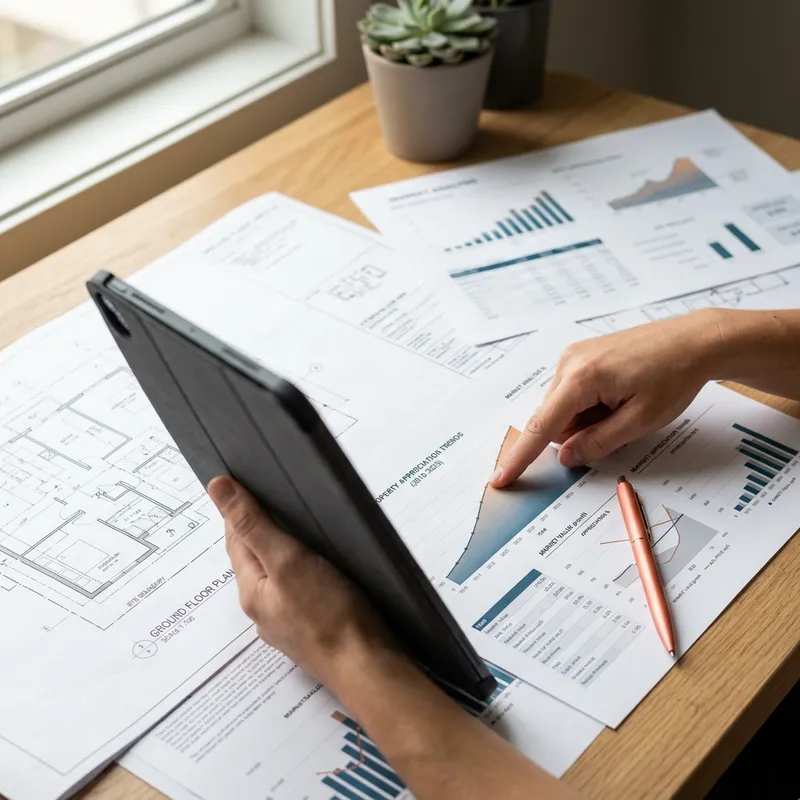 AI market analysis and property data visualization on tablet