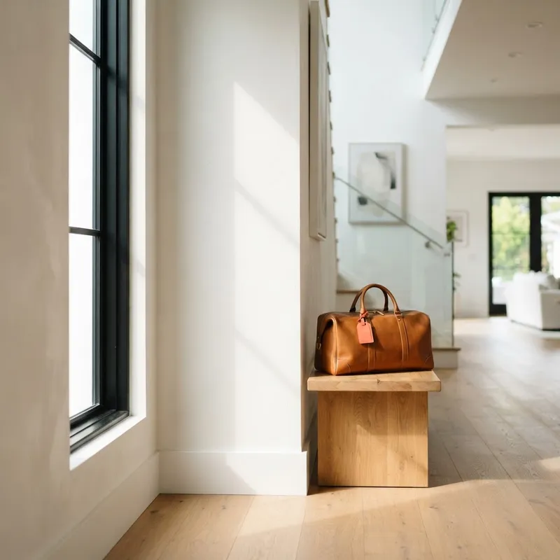 Sunlit entryway of a modern new construction home