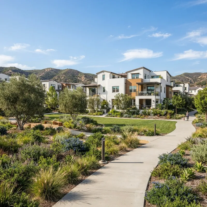A quiet walking path in a master planned community