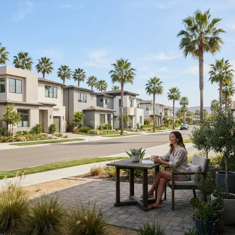 Modern suburban community in Southern California