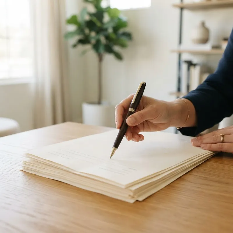 Hands preparing to sign real estate documentation