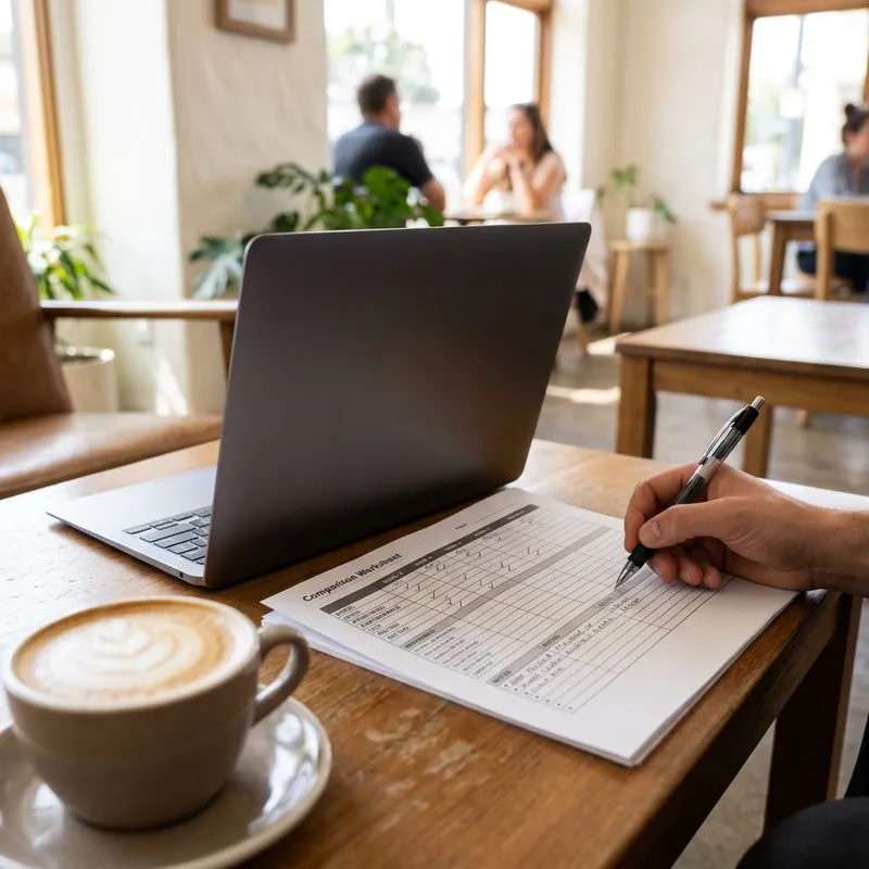 Buyer researching financing options with comparison notes
