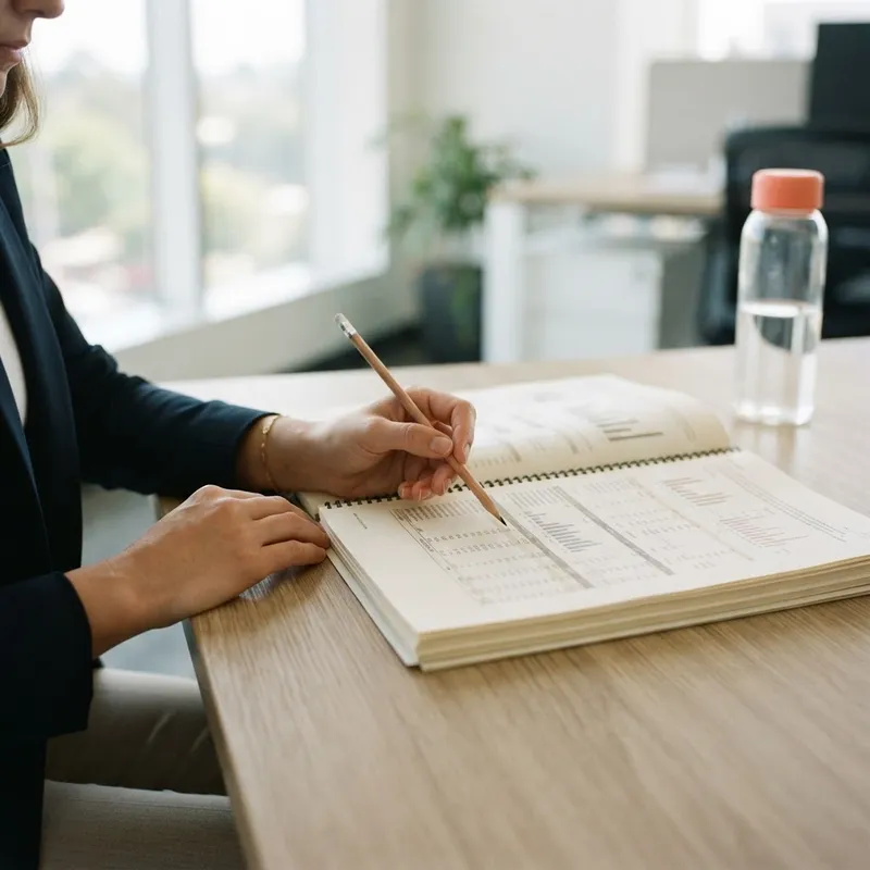 A close up view of hands reviewing financial home documents