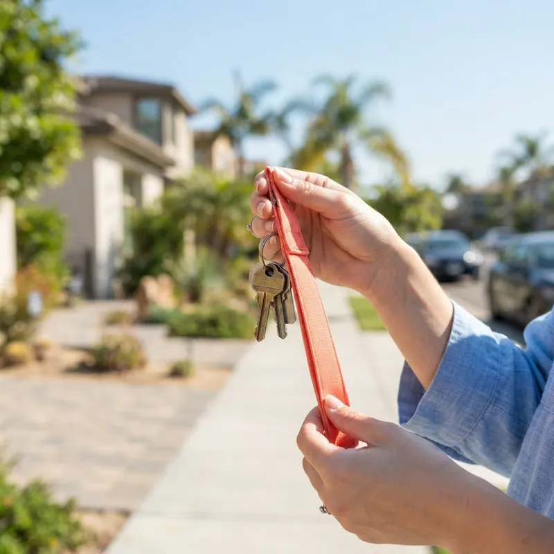 Close up of keys held by a new homeowner