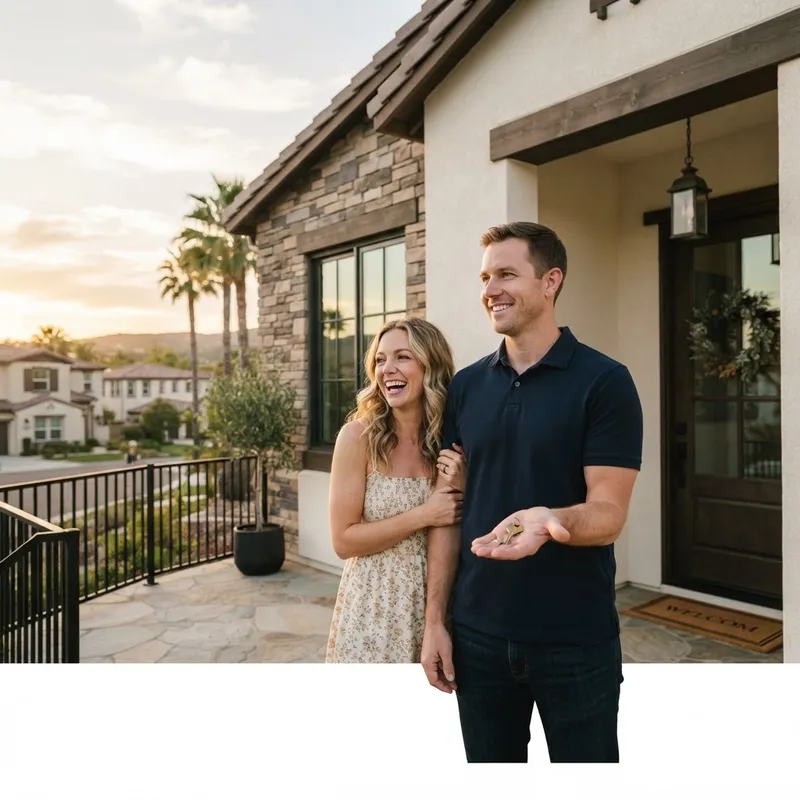 A couple holding a new house key