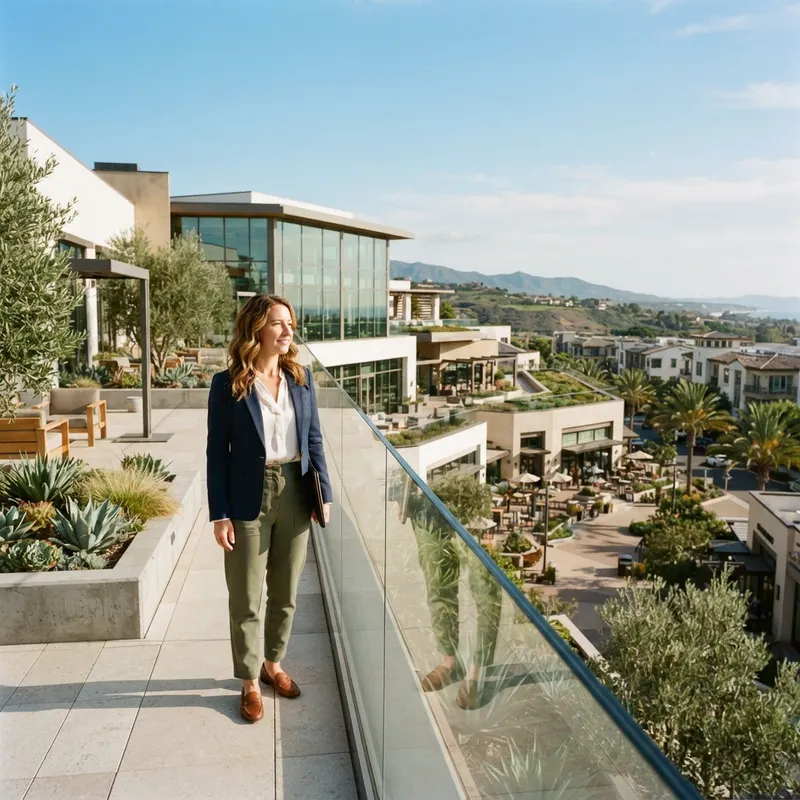 A person observing a modern architectural development in Southern California
