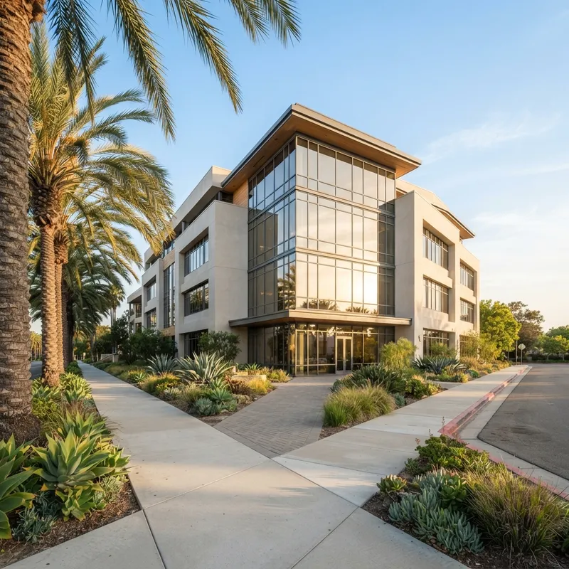 Modern professional commercial building exterior in California