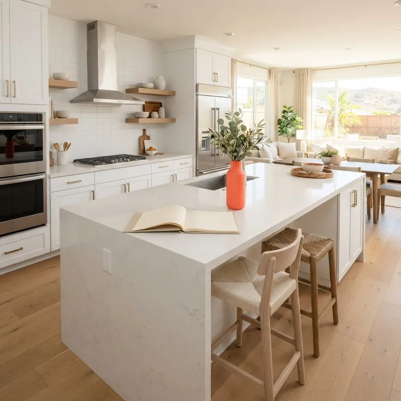 Modern bright kitchen interior for new home buyers