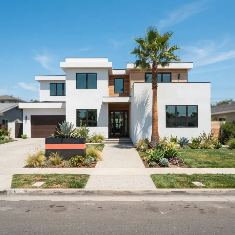 Modern suburban home exterior in Southern California