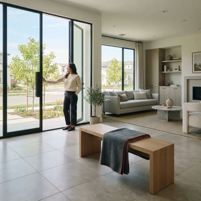 An airy and bright open concept living space in a new home