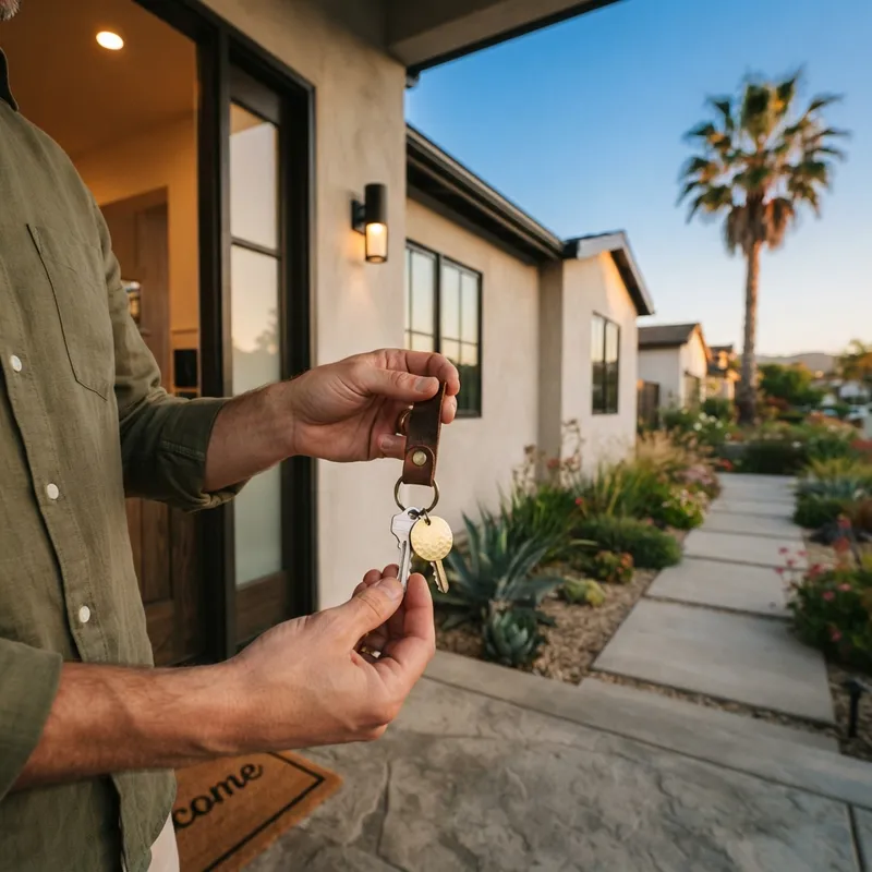 New homeowner holding keys to a new property