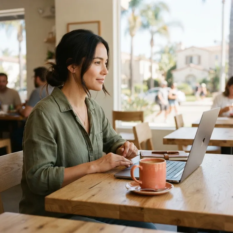 Person researching new construction homes on laptop