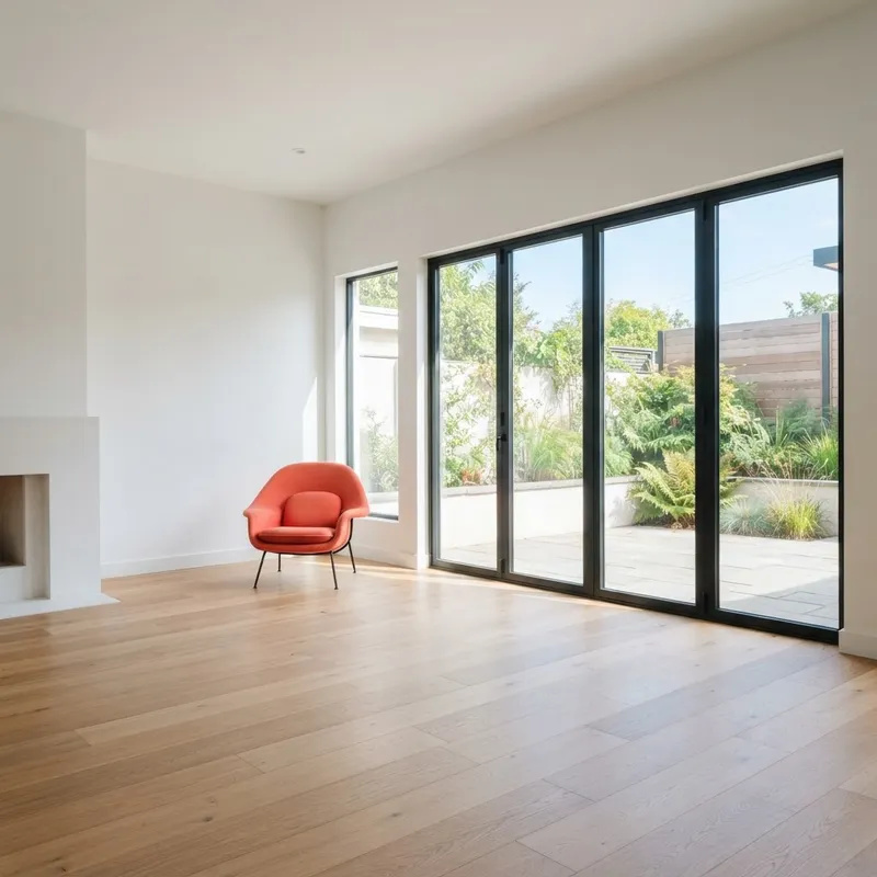 Modern unfurnished living room with coral chair