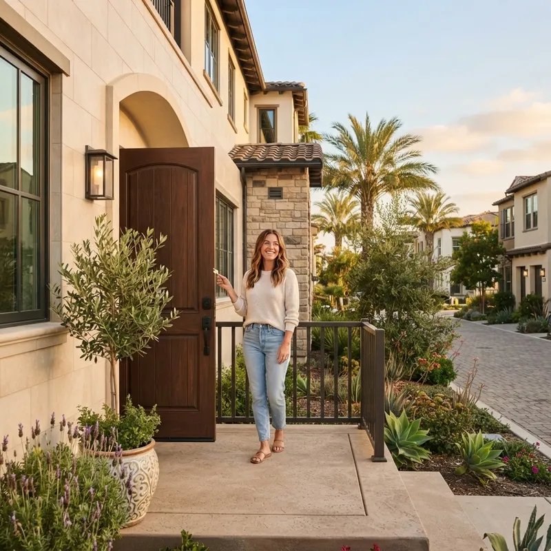 A happy homeowner with keys to a new townhome