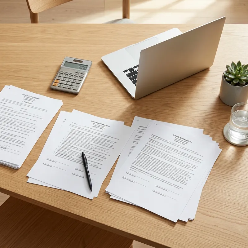 Closing documents and calculator on workspace