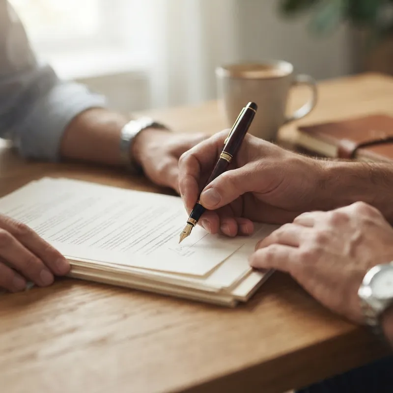 Hands ready to sign closing documents for a new home
