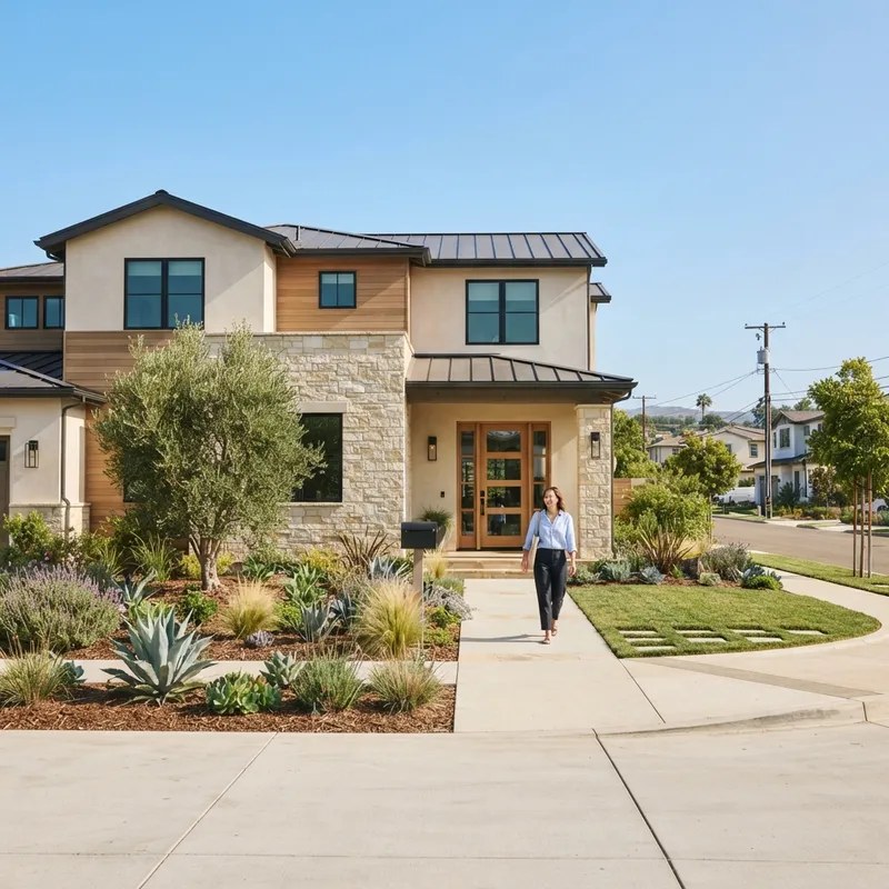 A modern new construction home in a Southern California suburb