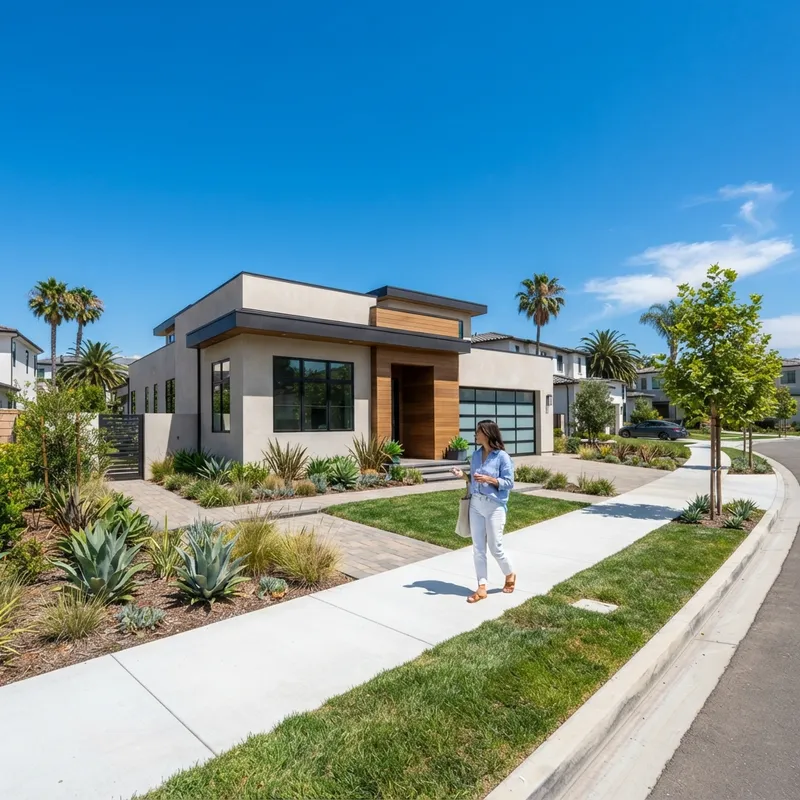 Modern new construction homes in a Southern California neighborhood