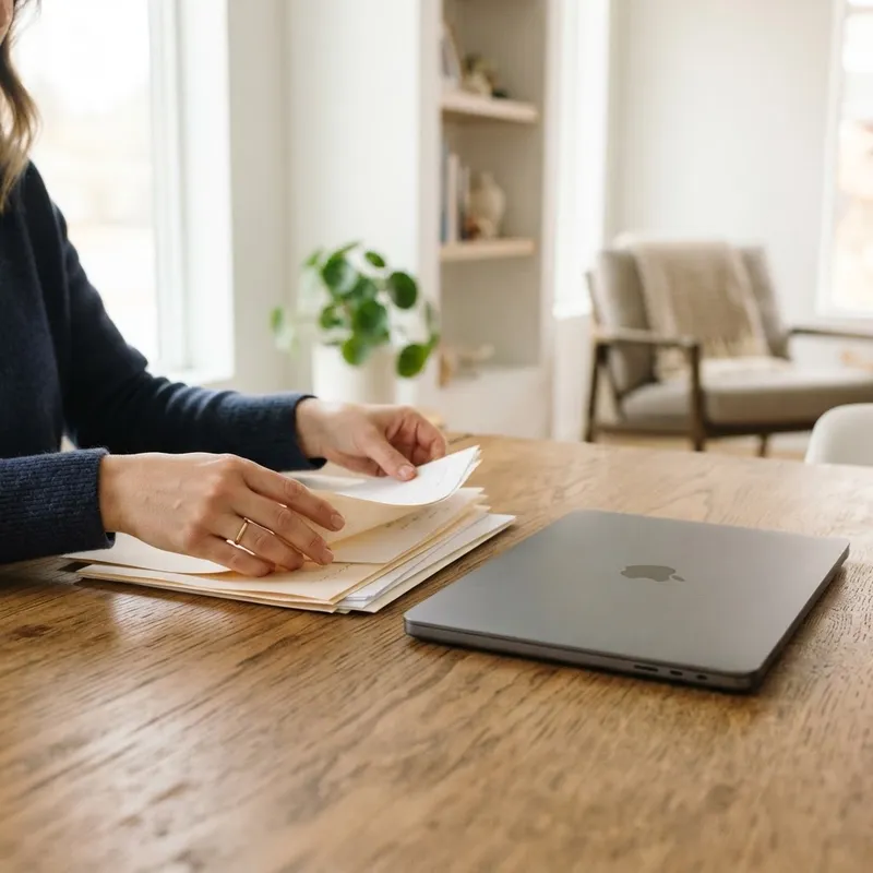 Cluttered free space with professional home buying documents