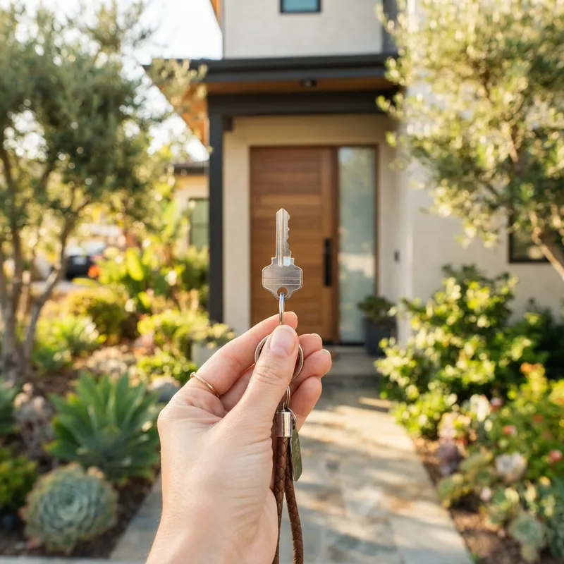 Close up of a house key for a new home