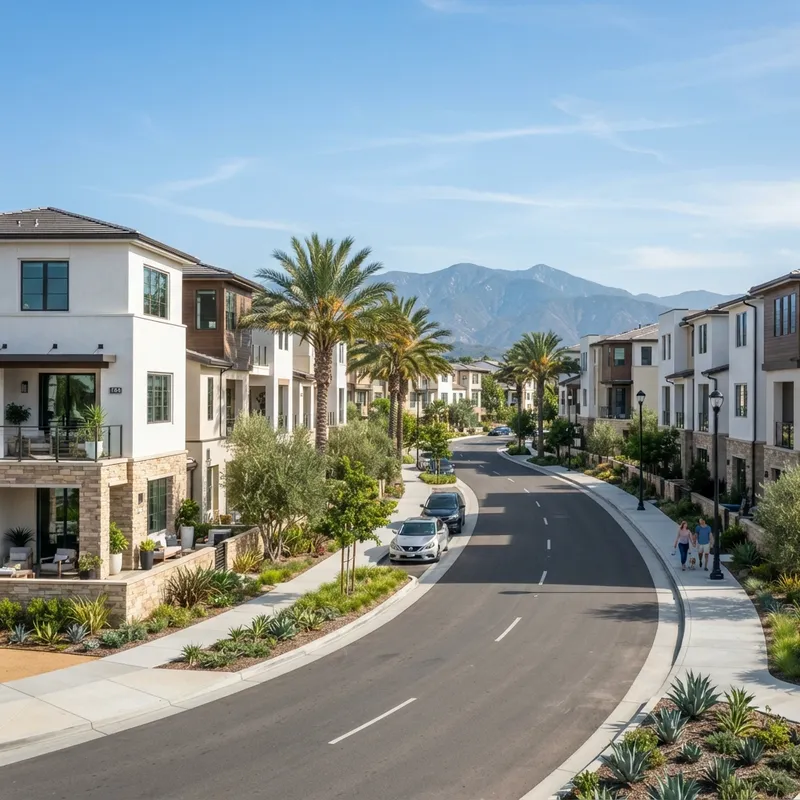 Modern new construction neighborhood in Southern California