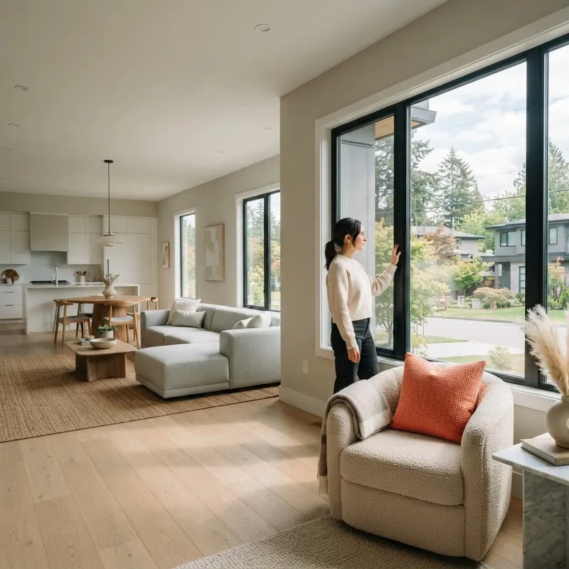 Interior view of an open concept new construction home
