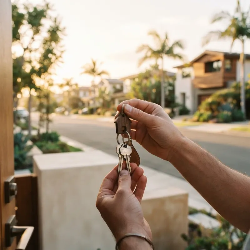 Close up of keys held by a new homeowner