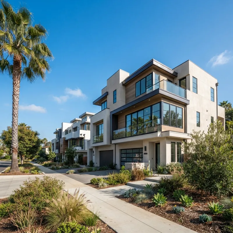 A modern new construction suburban home exterior