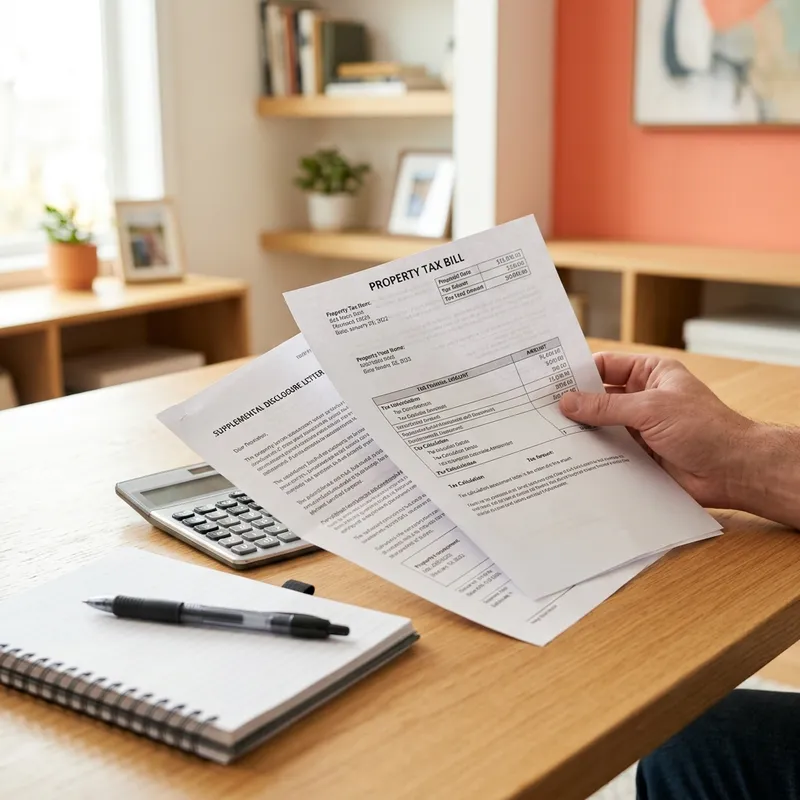 Homeowner reviewing property tax and supplemental bills
