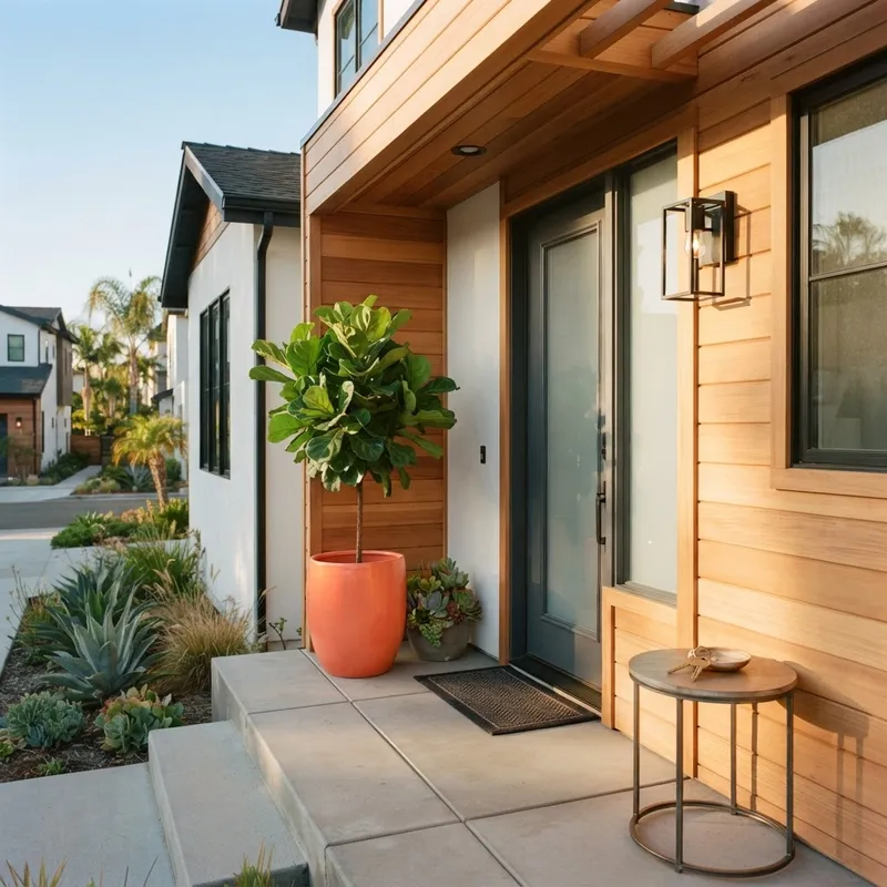 Keys on a porch of a new modern suburban home