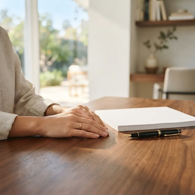 Close up of a pen and documents on a desk