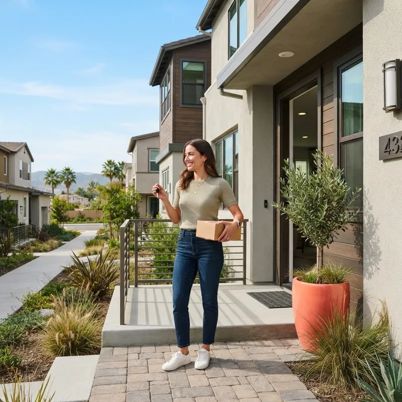 A person standing at the entrance of a new home