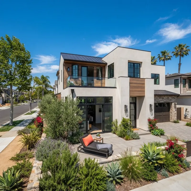 Modern California new construction townhouse exterior