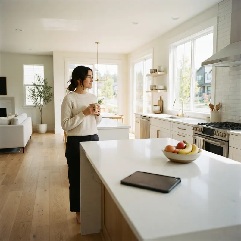 Bright modern kitchen in a new construction home