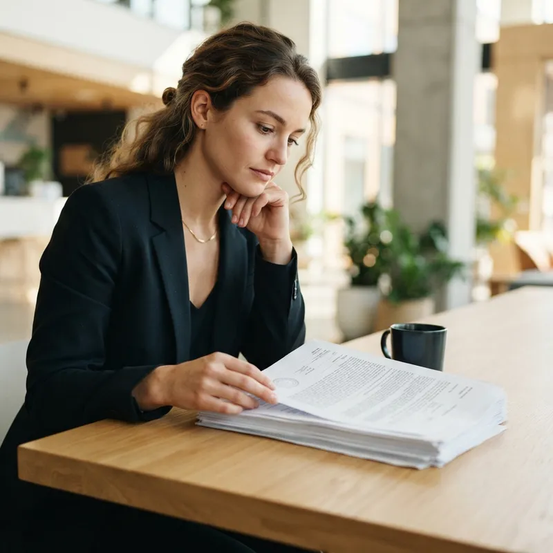 Person reviewing real estate documents at a table