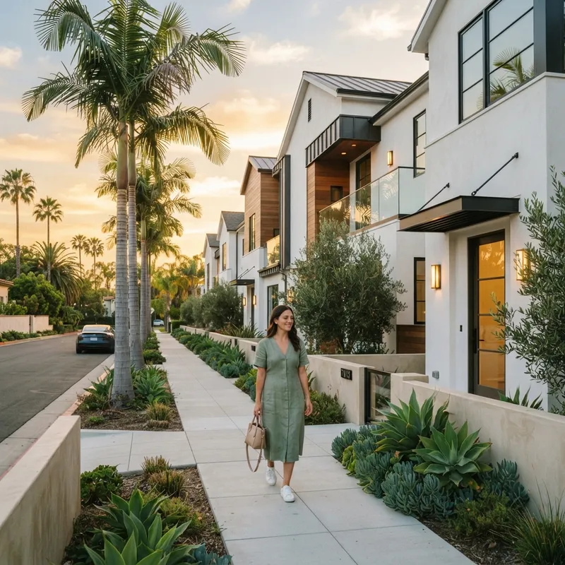 Person walking toward a new construction home