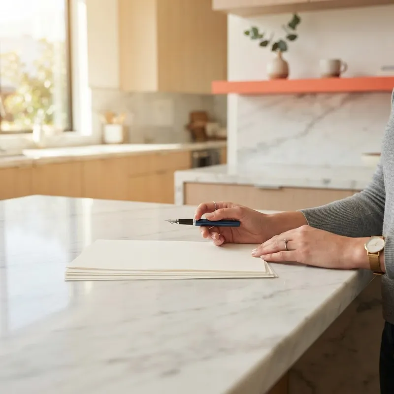 Professional hands preparing to review real estate documents