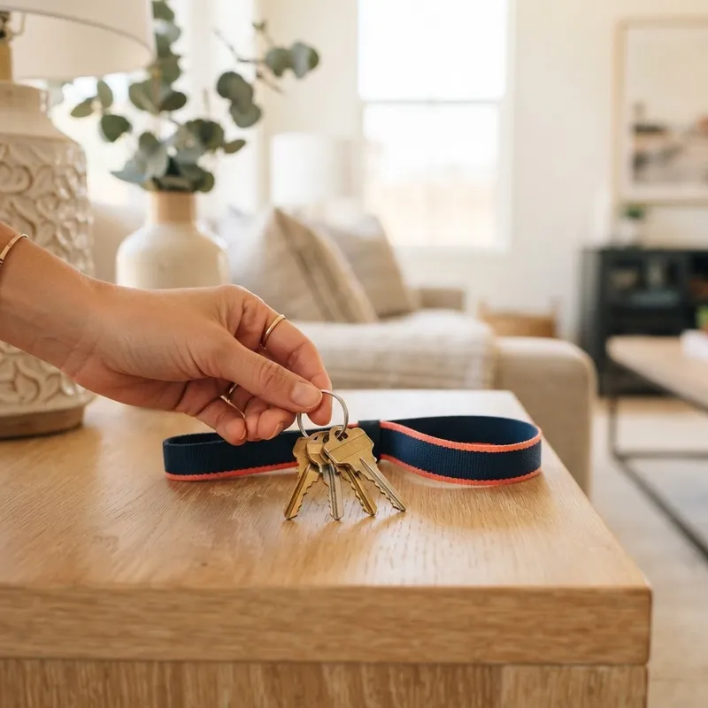 House keys placed on a wooden table